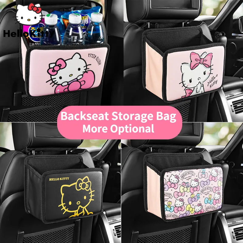 

Sanrio Anime Hello Kitty Car Trunk Organizer Backseat Storage Bag Cartoon Automobile Seat Back Organizers Kawaii Car Accessories