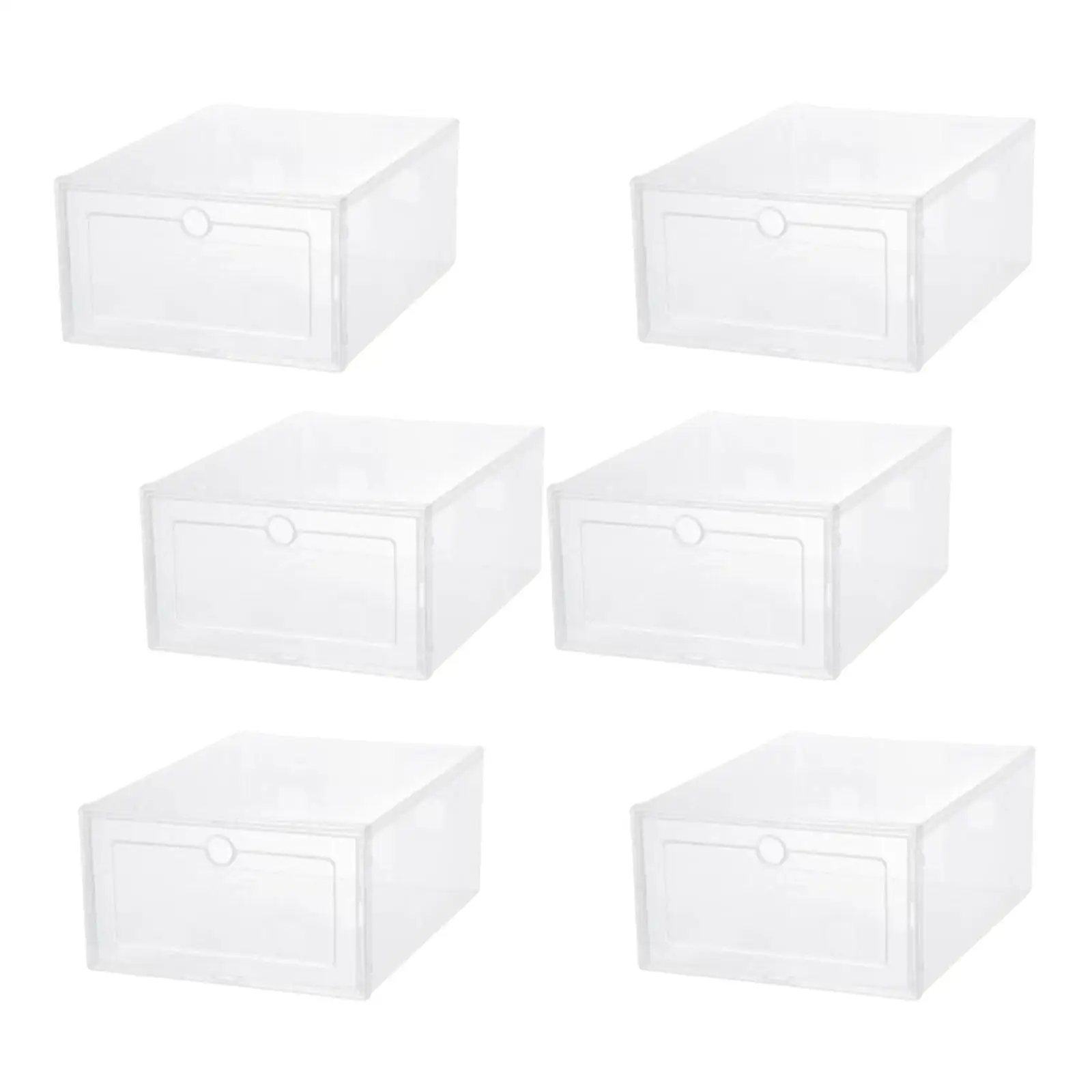 6Pieces Transparent Shoe Storage Box Dustproof with Lids Stable Container for Men and Women Sorting Boot & Shoe
