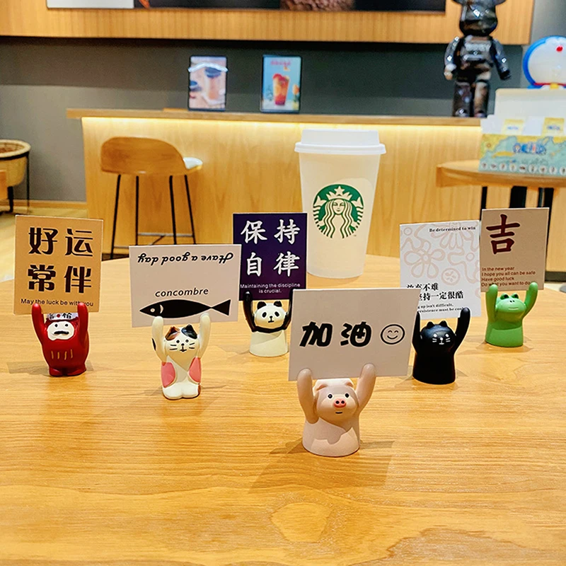 

Cute Cartoon Pig Panda Cat Frog Shape Photo Stand Memo Clip Card Holder Message Note Holder Office School Home Desk Decorations