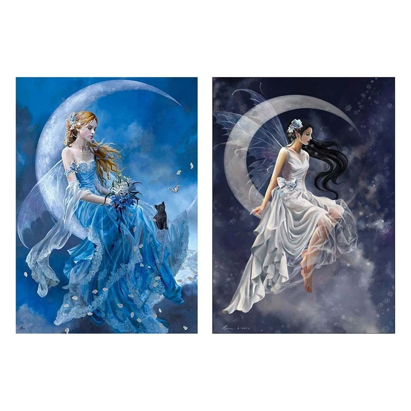 

2 Set Of 5D DIY Diamond Painting Kit Embroidery Cross Stitch Kit Arts Home Wall Decor Craft (Gray & Sapphire Blue)