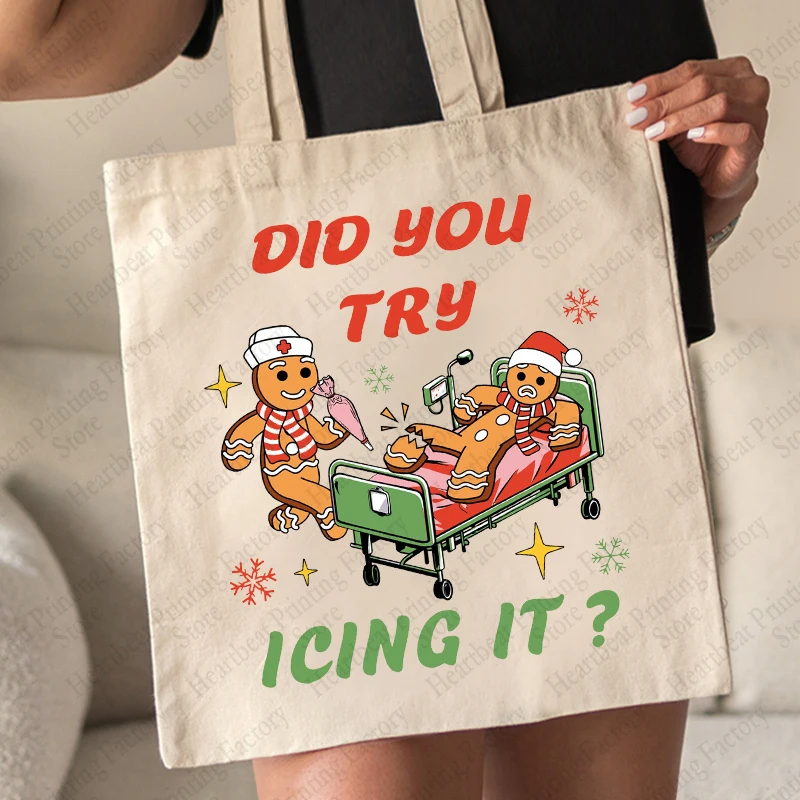 Сумка-тоут женская парусиновая забавная Сумочка на плечо с рождественским