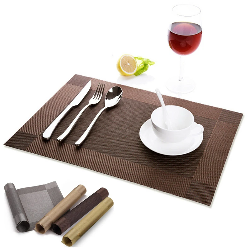 4PCS/Lot PVC Placemat Individual Table Slip-resistant Mat Waterproof Kitchen Dining Table Hot Pad Washable Decorative Placements