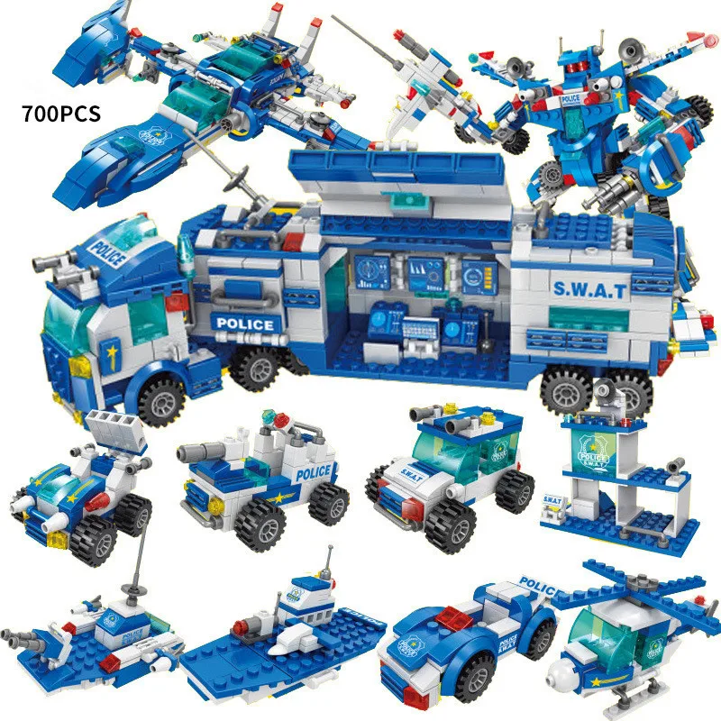 

Children's Puzzle Assembled Small Particle Plastic Building Block Toys for Urban Police