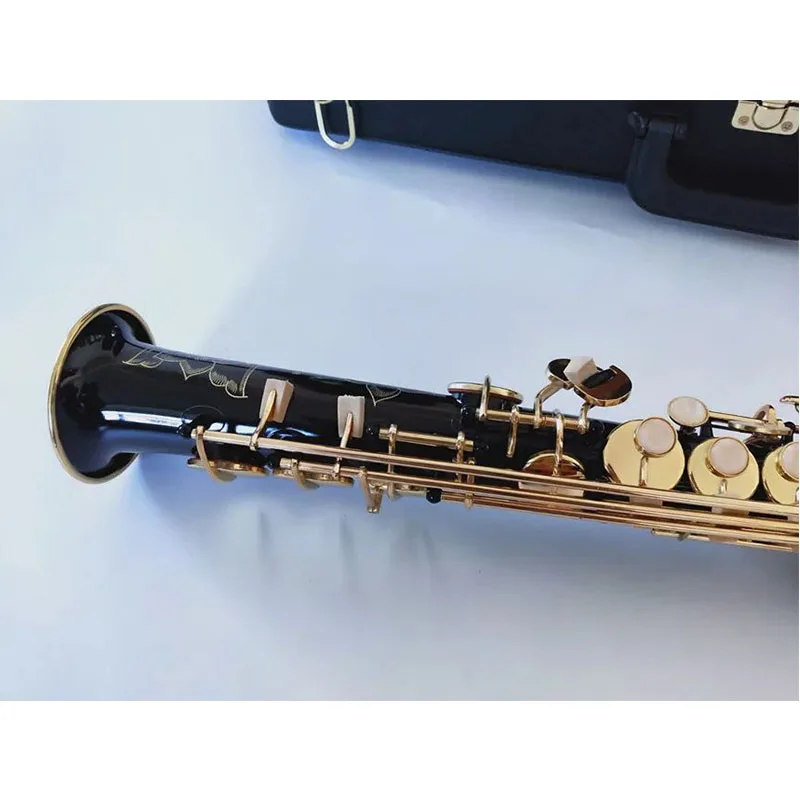 

New Arrival Straight B flat Sax Musical instrument High Quality S-991 Soprano Black Saxophone
