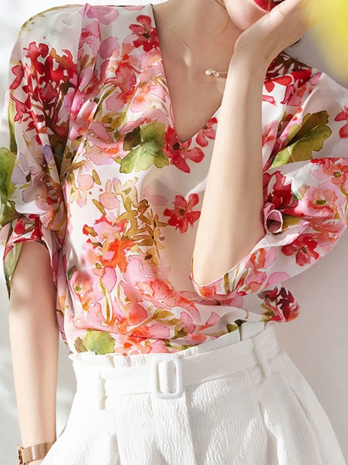 

Fashion luxury ladies chiffon shirt Sigutan woman printing blouse Spring Summer half sleeve Tops blusa mujer