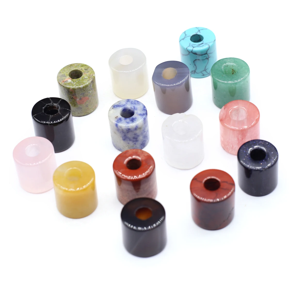 

10 шт. цилиндрическая форма, случайное исцеление, хрустальные камни, бусины, агат, искусственные ювелирные изделия, ожерелье, подарок