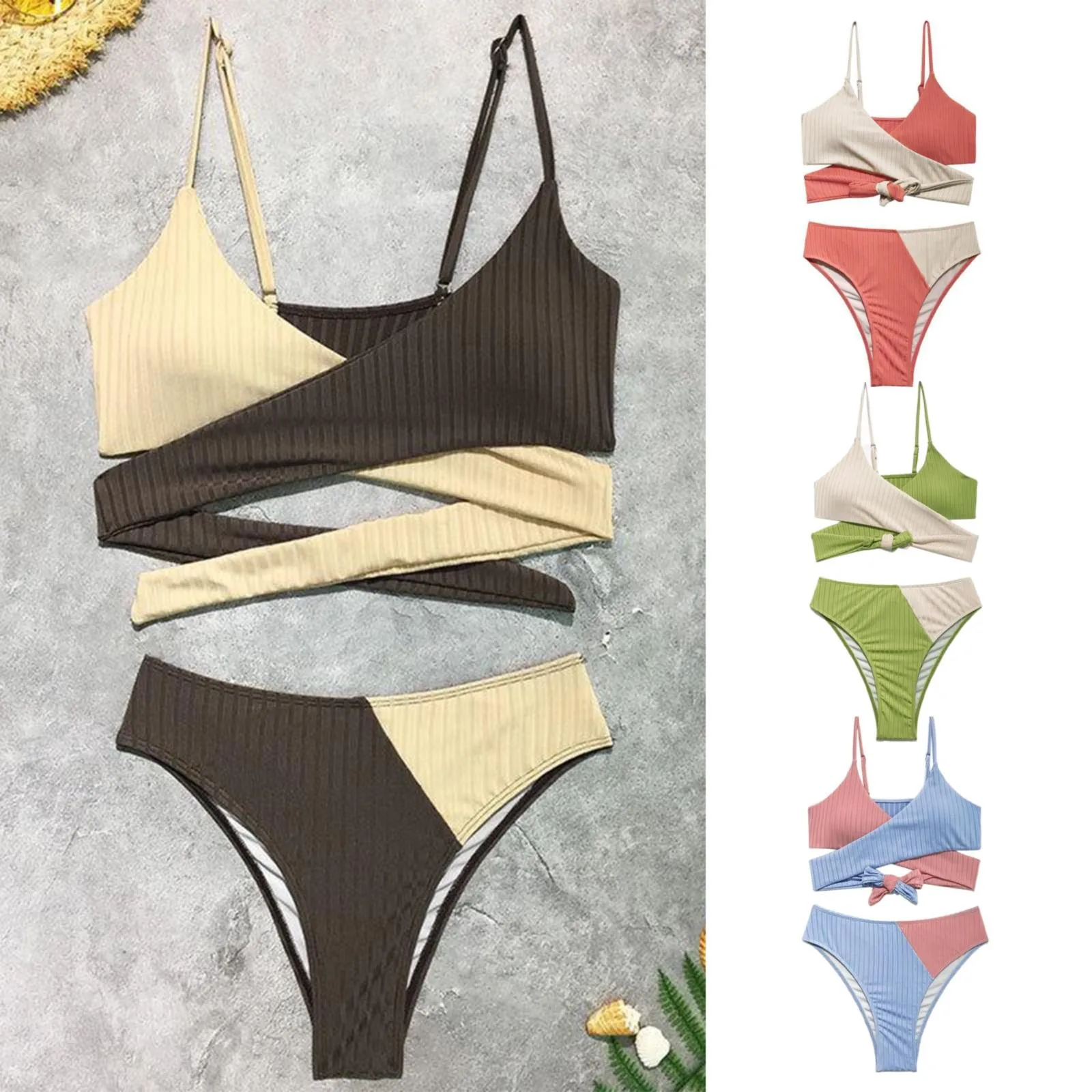 

Комплект с шортами и коротким топом для подростков, сексуальное бикини, полосатый раздельный купальник, комплект для женщин, спортивный бюстгальтер, купальники для женщин