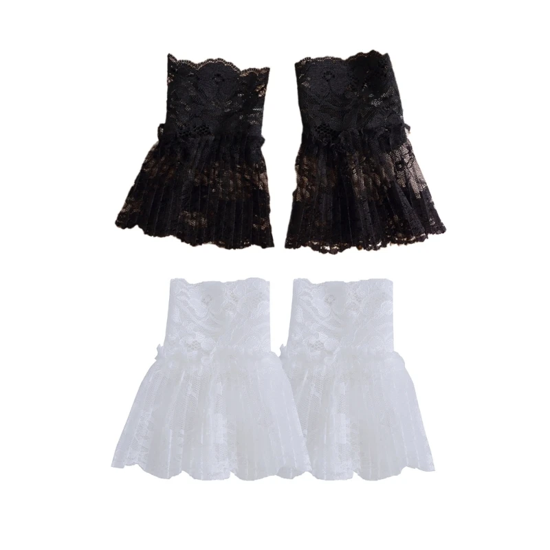 

Съемные плиссированные расклешенные рукава накладные манжеты белый черный плиссированный браслет Декоративные Женские аксессуары для св...