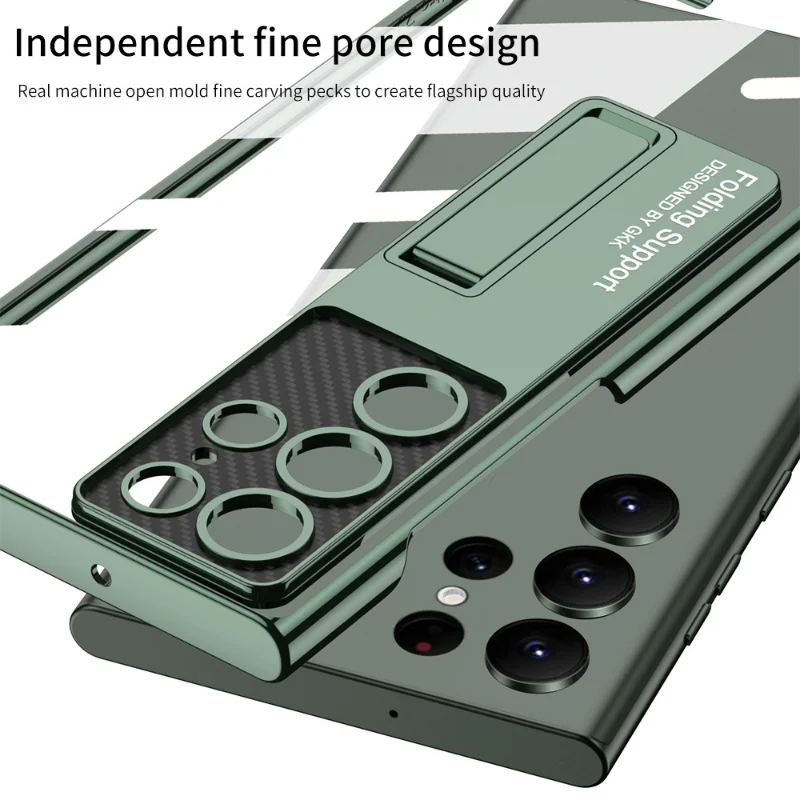 

Luxury Plating Transparent Case for Samsung S22 S23 Ultra Case with Stand Shockproof Cover for S22 S23 Plus Case Fundas