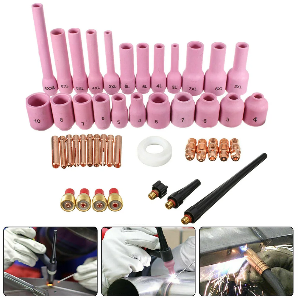 

46Pcs TIG Gas Lens Collet Welding Torches Body Assorted Kit For TIG Welding Torch SR For WP-9 WP-20 WP-25 TIG Torches