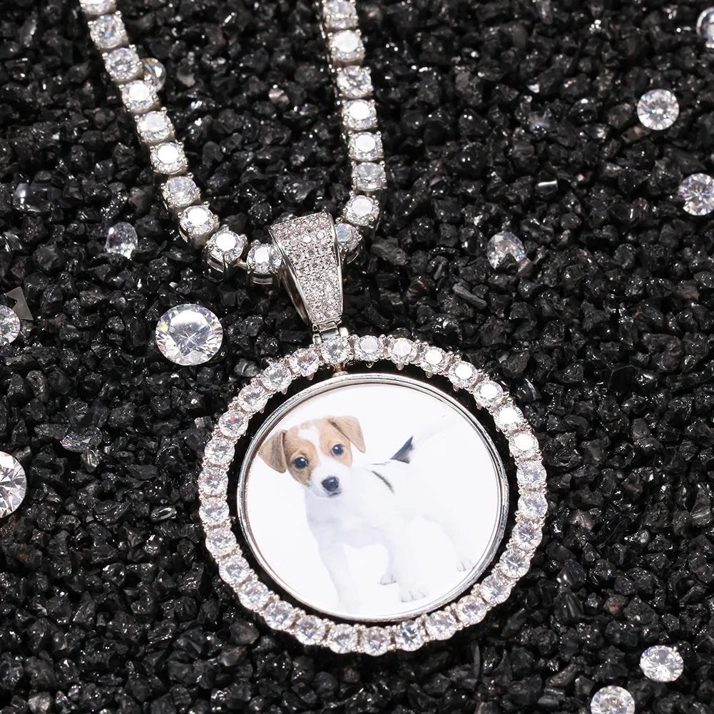 Scooya rotatable doublesided photo pendant necklace color photo men and women couple necklace commemorative gift fashion jewelry