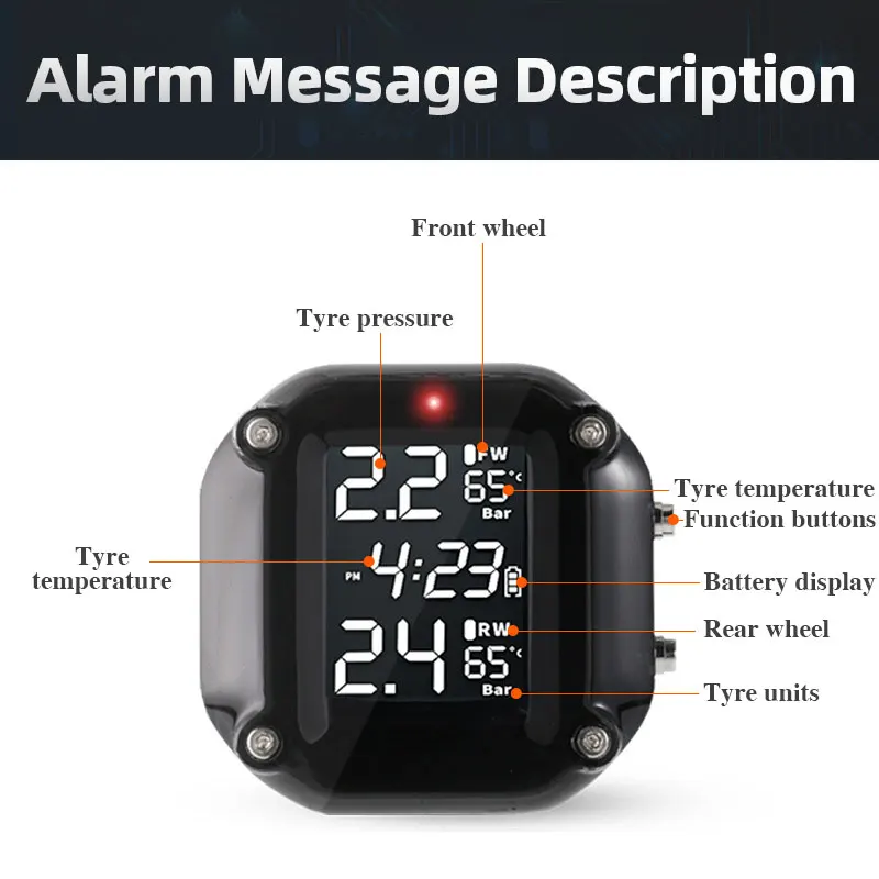 Система контроля температуры в шинах с ЖК-дисплеем и 2 внешними датчиками |