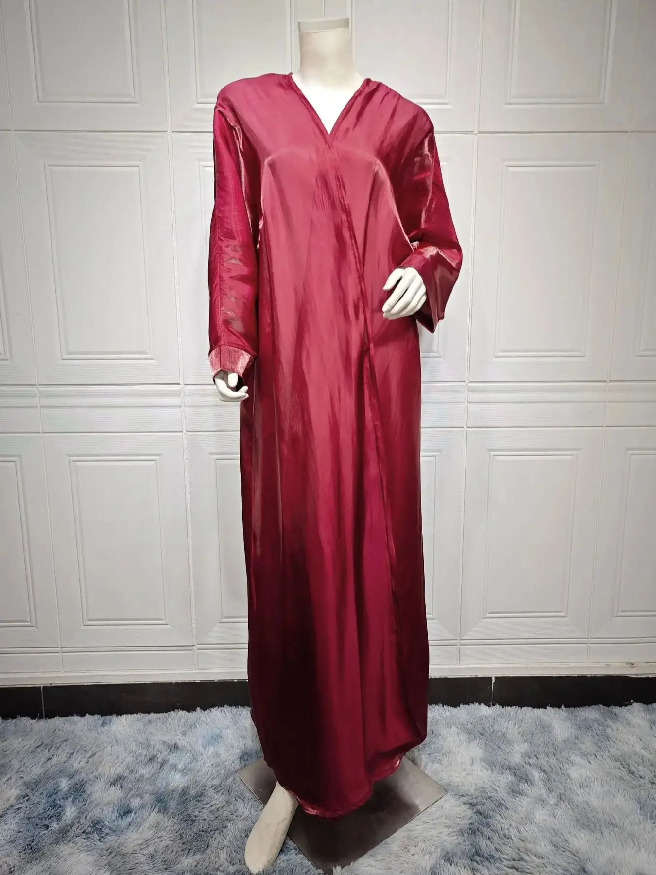 Новейшая мода Шелковый мусульманский халат abaya syari женский длинный Блестящий