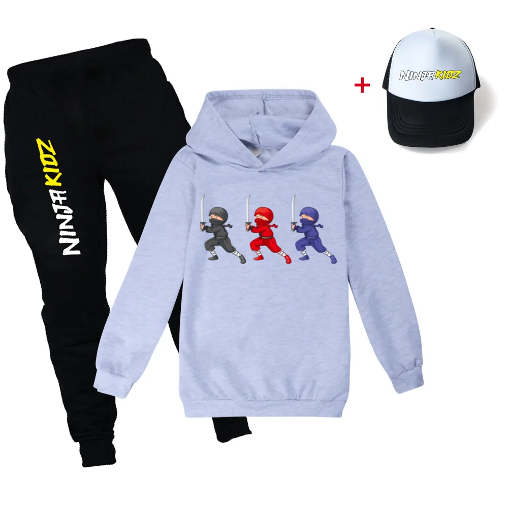 Ninja Kidz Spring Fall kids clothing Toddler hoodie sweatshirt+pants baby girls children clothes boy casual sportswear suit+hat