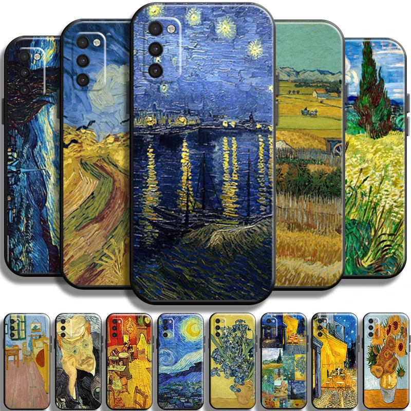 

Van Gogh Oil Painting Starry Sky For Samsung Galaxy M10 Phone Case Liquid Silicon Full Protection Coque Cover Shockproof