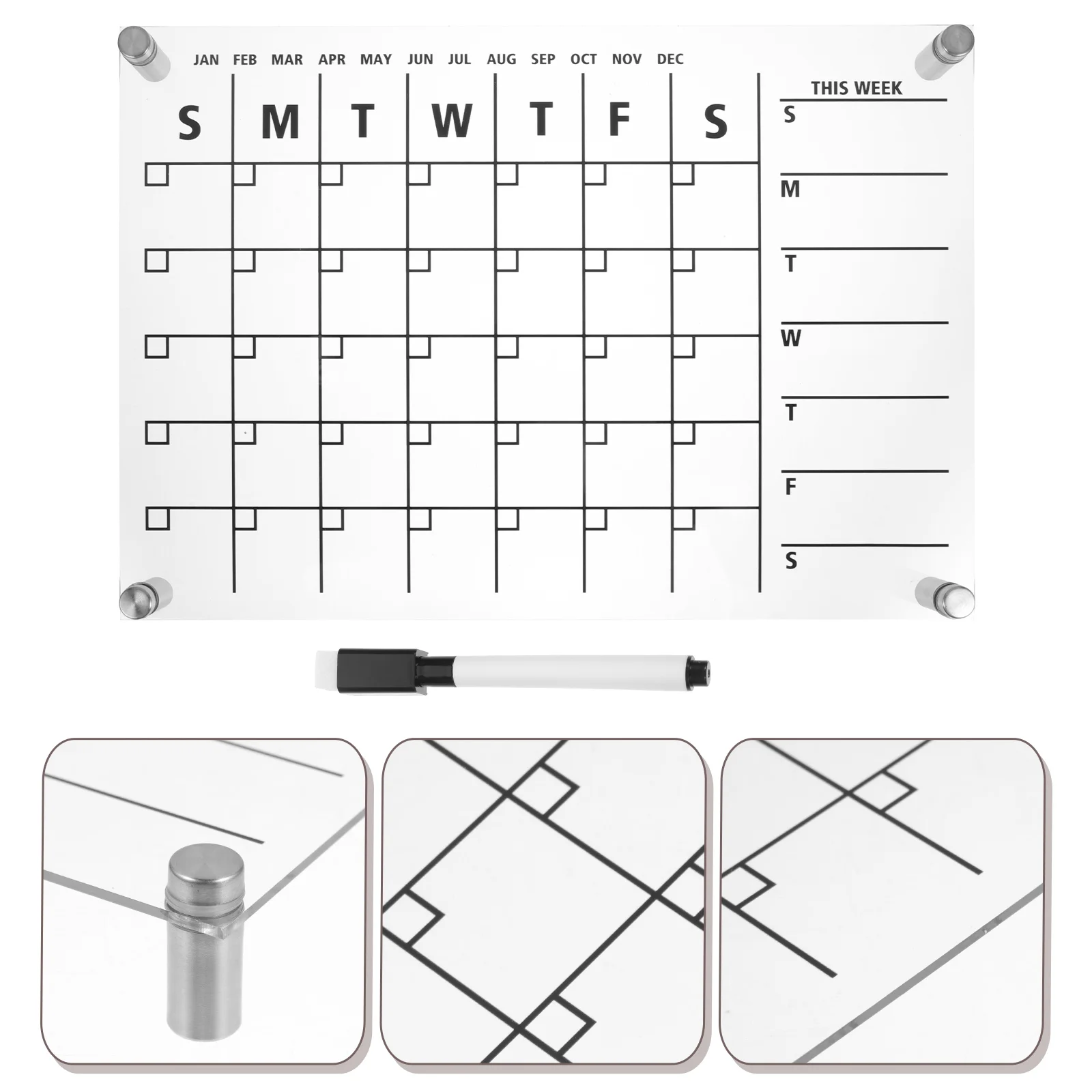 Fridge Mini Weekly Plan Writing Board Acrylic White Stands Dry Erase Message 29.7X21CM Desk Transparent Memo Note Office