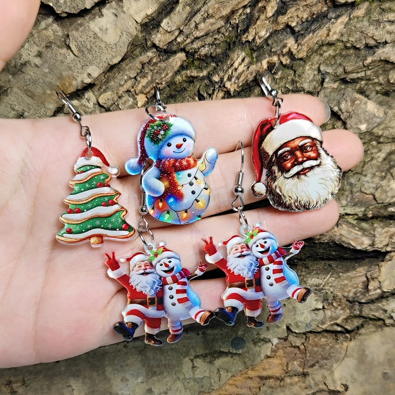 Акриловые серьги Санта-Клауса