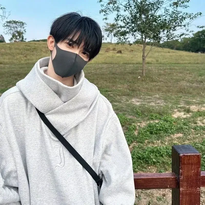 Модная американская толстовка с капюшоном и высоким воротником для мужчин