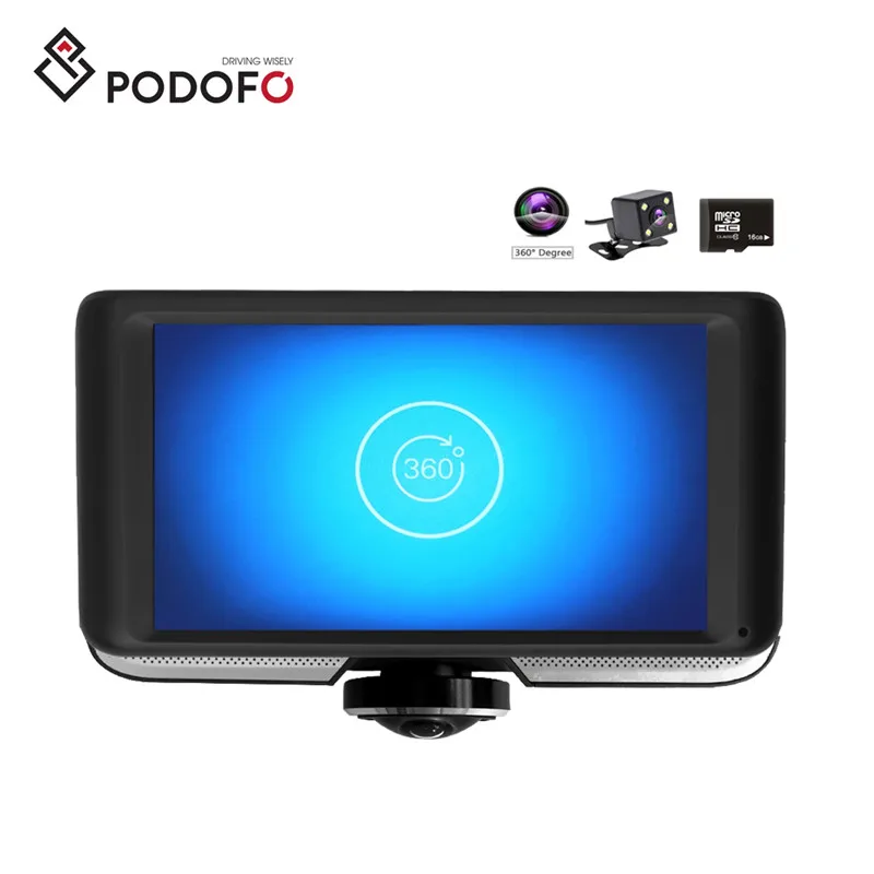 

Podofo 360 Degree Car DVR Cameras Dual Lens with Rear View Registrar Cameras Full HD Video Recorder Car Camcorder