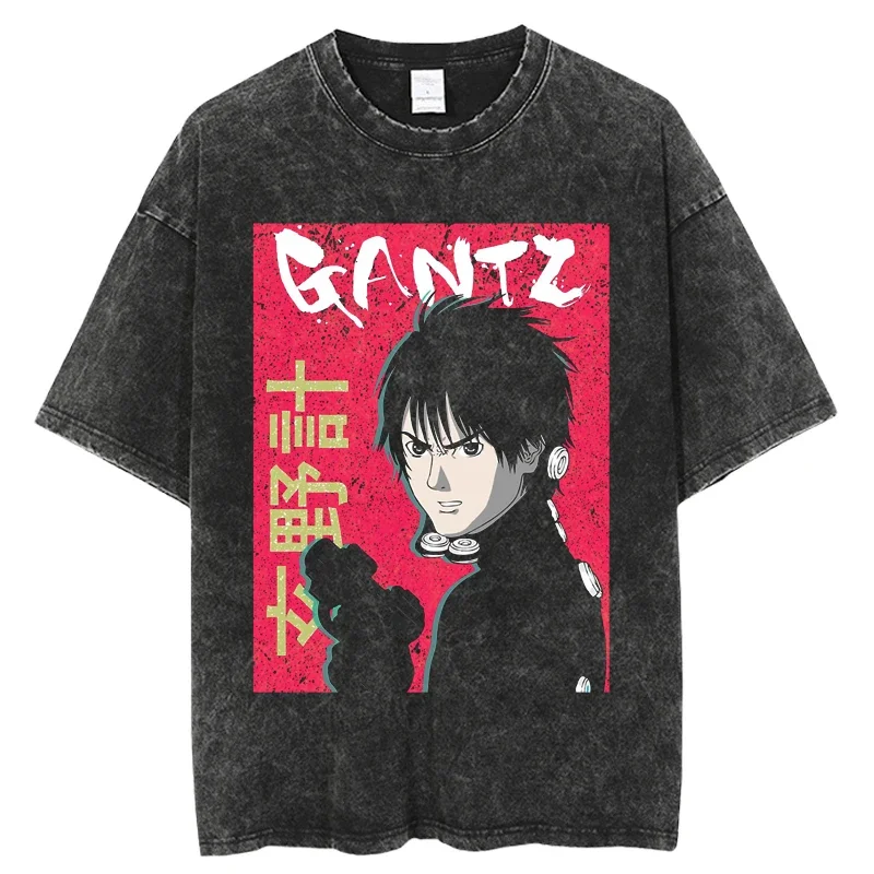 Новинка Мужская Винтажная Футболка GANTZ с рисунком в стиле аниме модель 2025 года
