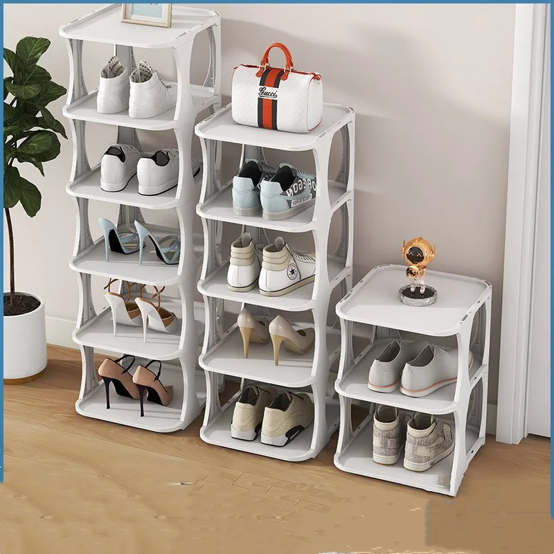 

Household stackable plastic shoe rack, small slit, narrow corridor, dormitory shoes, corner shoes cabinet Storage shoe rack