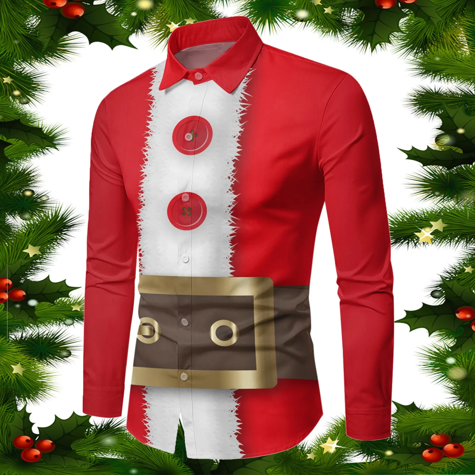 

Мужская осенне-зимняя стандартная длинная рубашка с длинным рукавом и полным принтом, праздничная забавная рубашка для особой атмосферы, к...