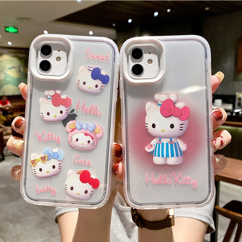 

Cute Kitty Transparent Cartoon Case Cover for IPhone 7 8 Plus 11 12 13 Pro X XR XS Max Shockproof Phone Case IPhone 13 Case