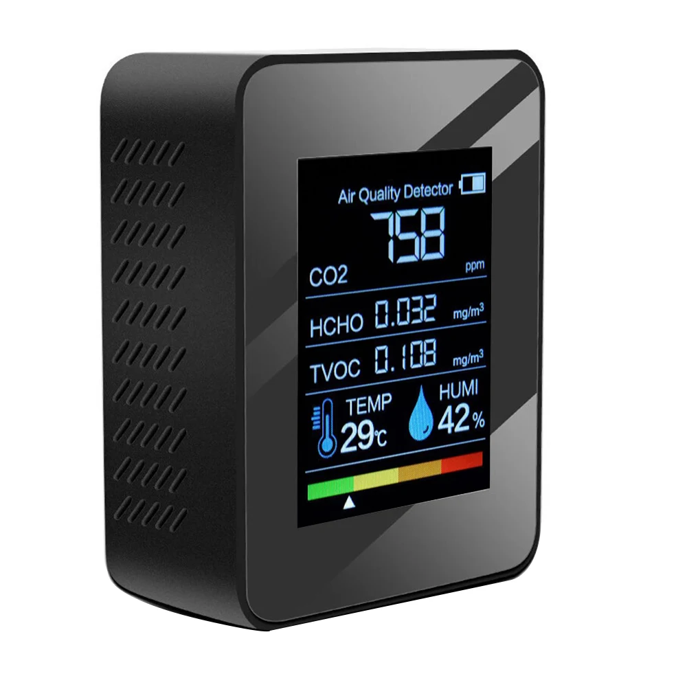 Многофункциональный измеритель CO2 5 в 1, цифровой тестер температуры и влажности, детектор углекислого газа CH2O VOC, монитор качества воздуха