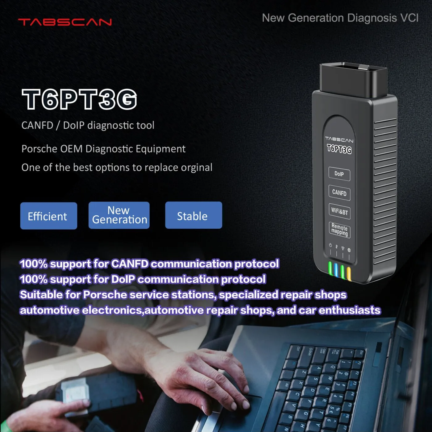 

A+++ TabScan T6PT3G CANFD DolP Diagnostic tool Porsche OEM Diagnostic new generation diagnosis VCI remote mapping