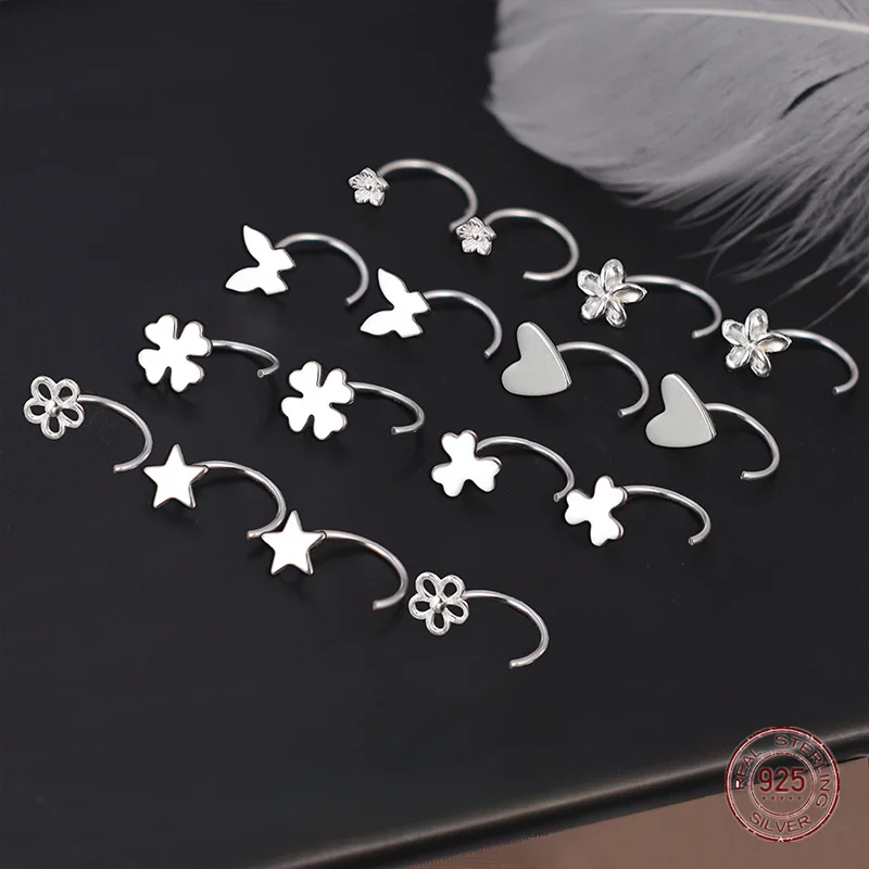 

Женские серьги-гвоздики из серебра 925 пробы, в форме звезды, Луны, цветка, сердца, бабочки