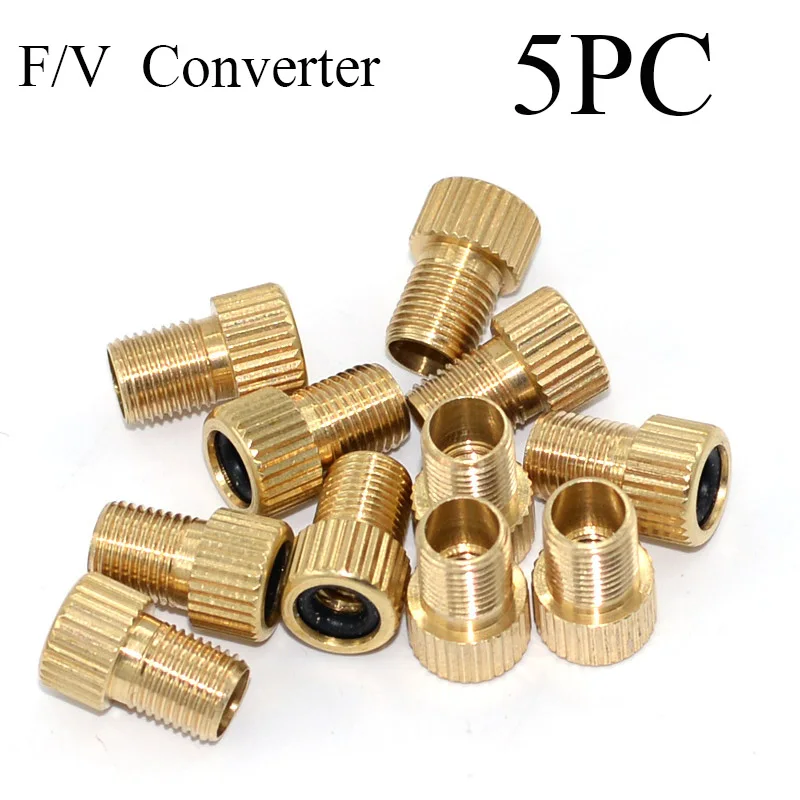 

5PC Bicycle Presta To Schrader Adapter Bike Tire Valve Adapter French Valve Converter To American Valve F/V To A/V Converter