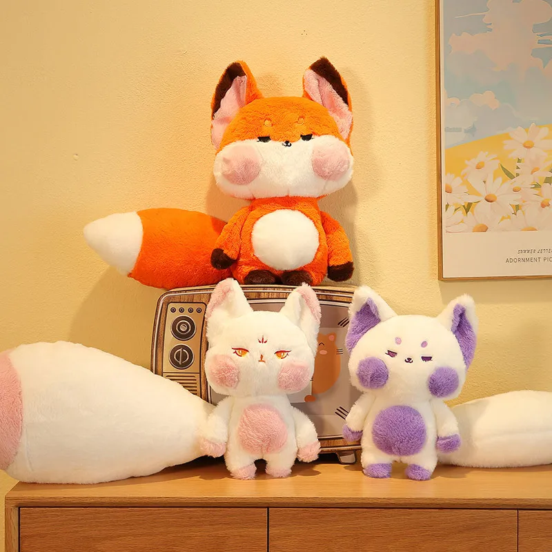 

Плюшевая кукла-Лиса с большим хвостом, 35-55 см, кукла-Дуду, кошка, подарок на день рождения, креативная подушка для розыгрыша, хлопковая набивн...