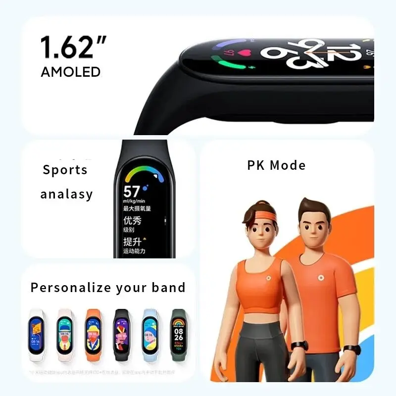 Xiaomi Mi Band 7 NFC Smart 1 62 &quotAMOLED Bluetooth 5.2 VO2 Max Спортивный анализ 120 режимов тренировки 5ATM