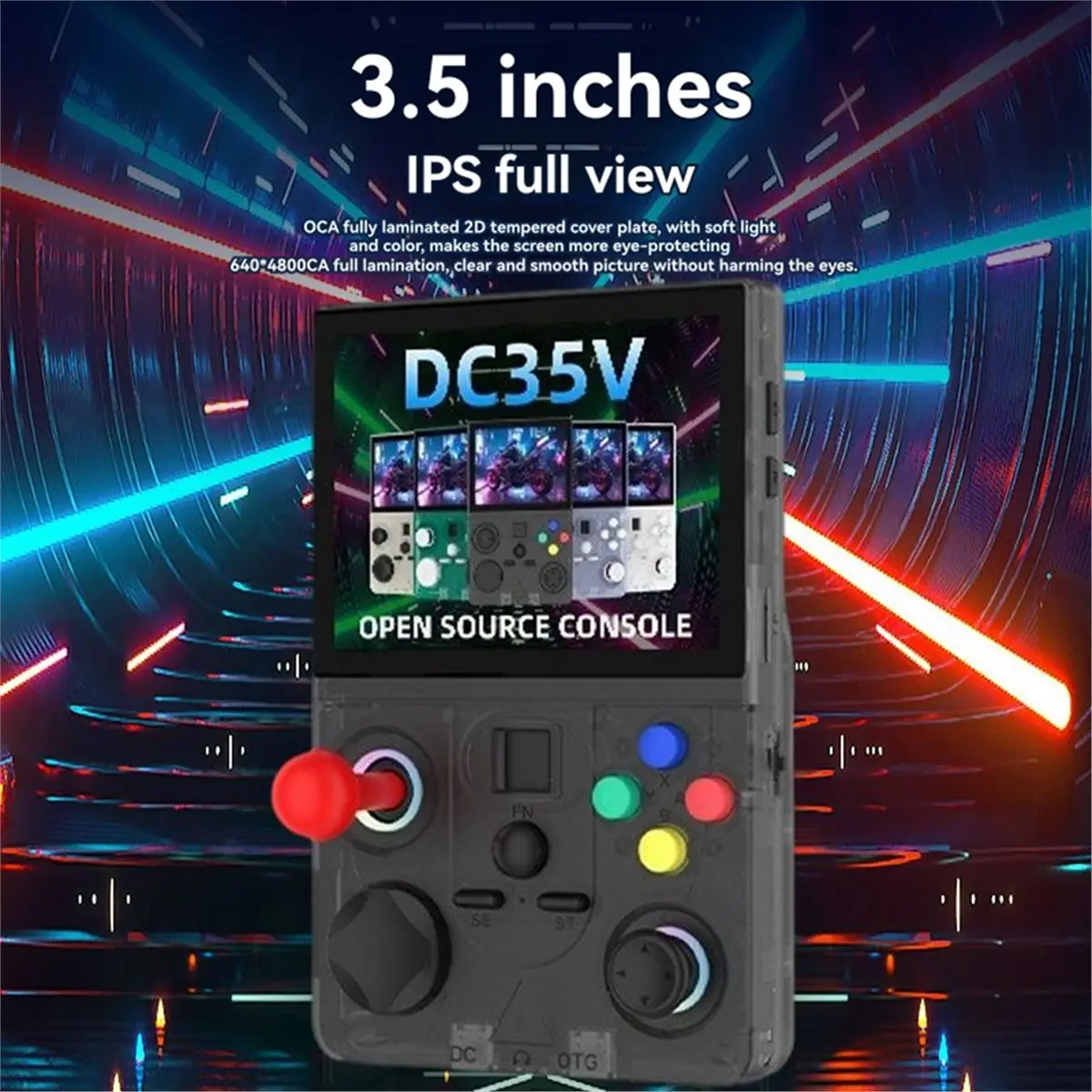 Фото ★ ▲   Ретро-портативная игровая консоль DC35V с 3,5-дюймовым IPS-экраном, карманный видеоплеер, сменный джойстик, поддерживает более 30 эмуляторов B №5