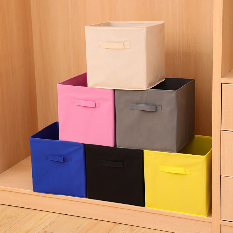 

Storage With Bins Non-woven Folding Sundries For Organizer Basket Storage Cube Toys Children Storage Bin Handle Box Fabric