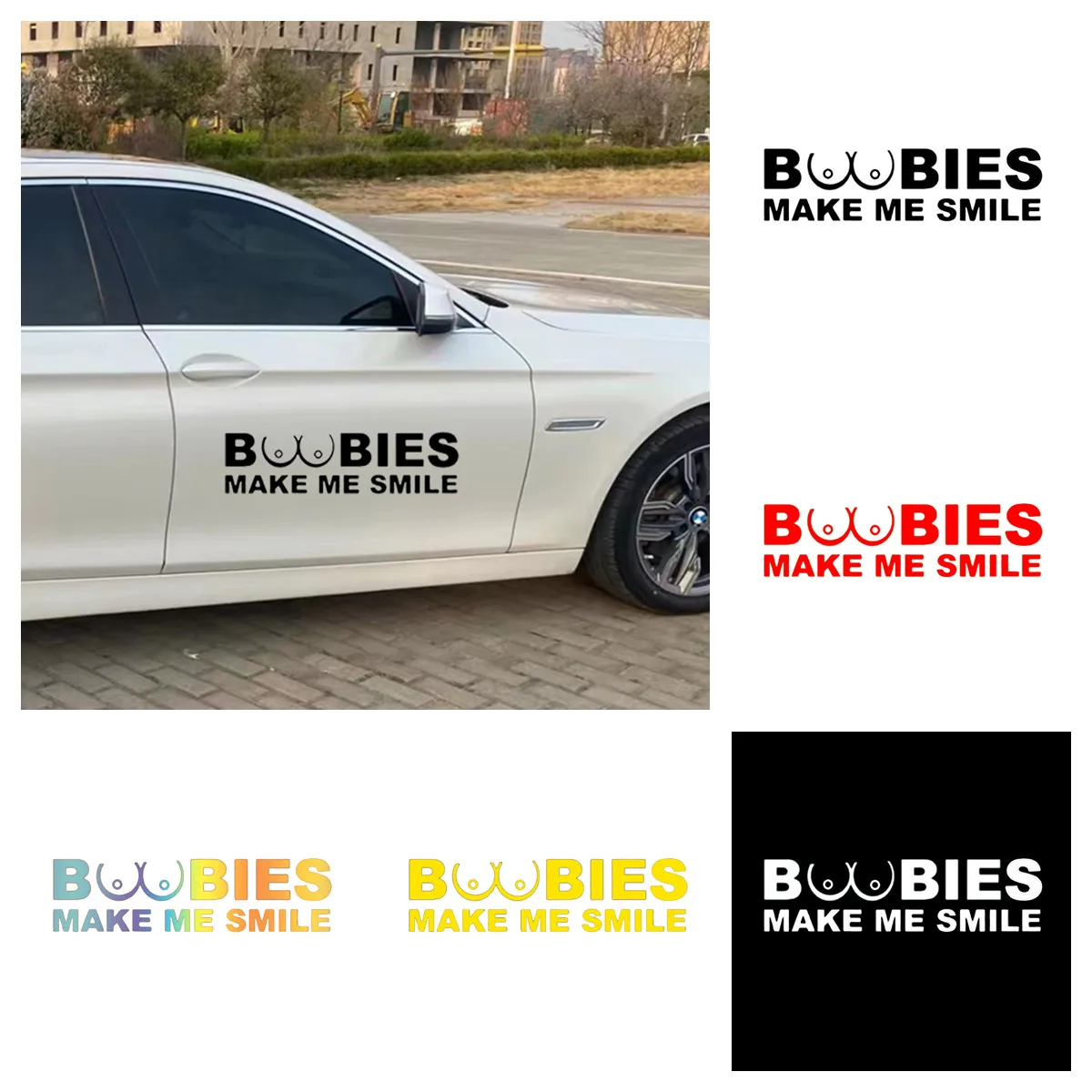Оригинальная водонепроницаемая ПВХ наклейка с надписью «MAKE ME SMILE», подходит для мотоцикла, автомобиля, кузова окна