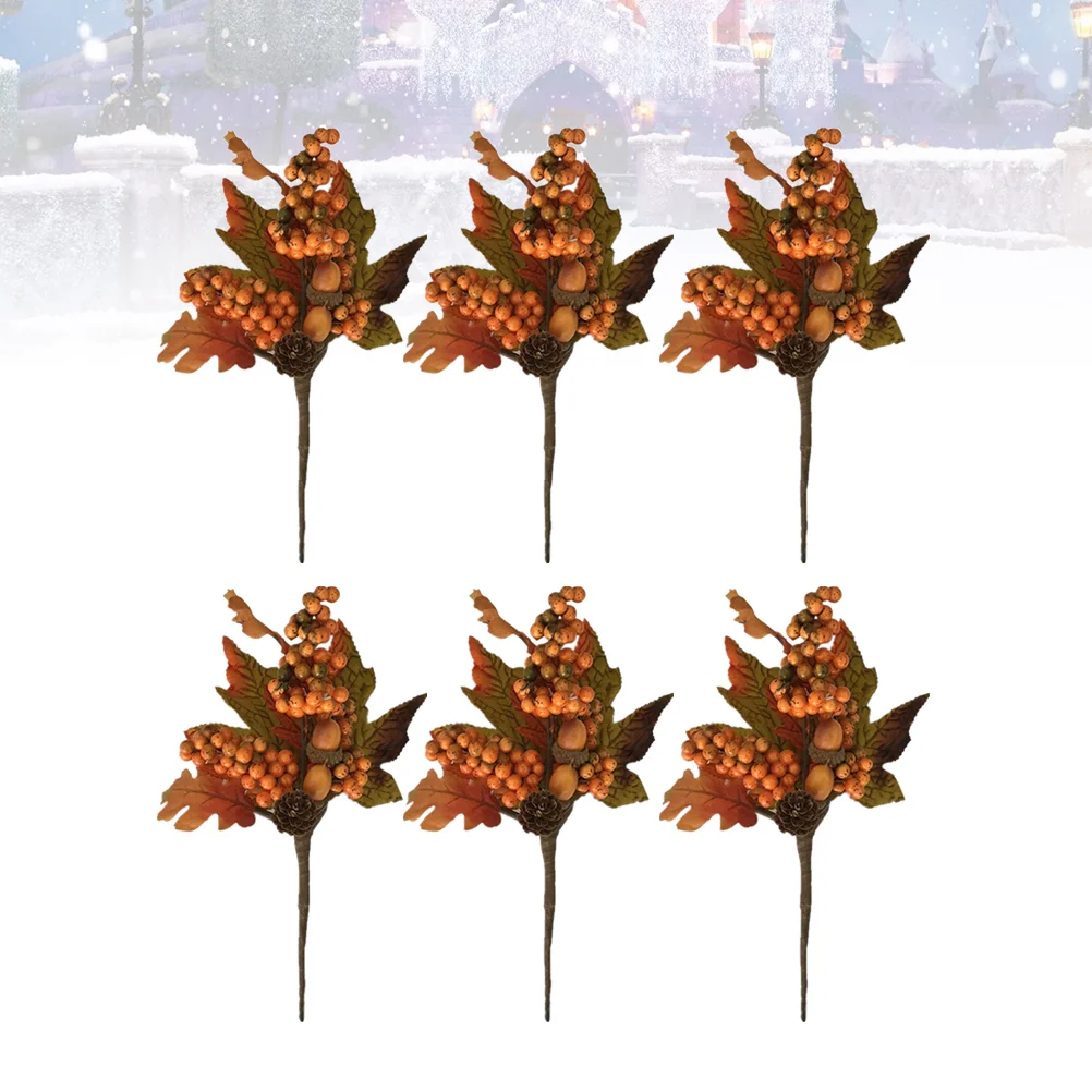 

Picks Fall Floral Thanksgiving Artificial Pine Stems Simulation Flower Leaves Cone Berry Berriesautumn Ornament Flowers Fake