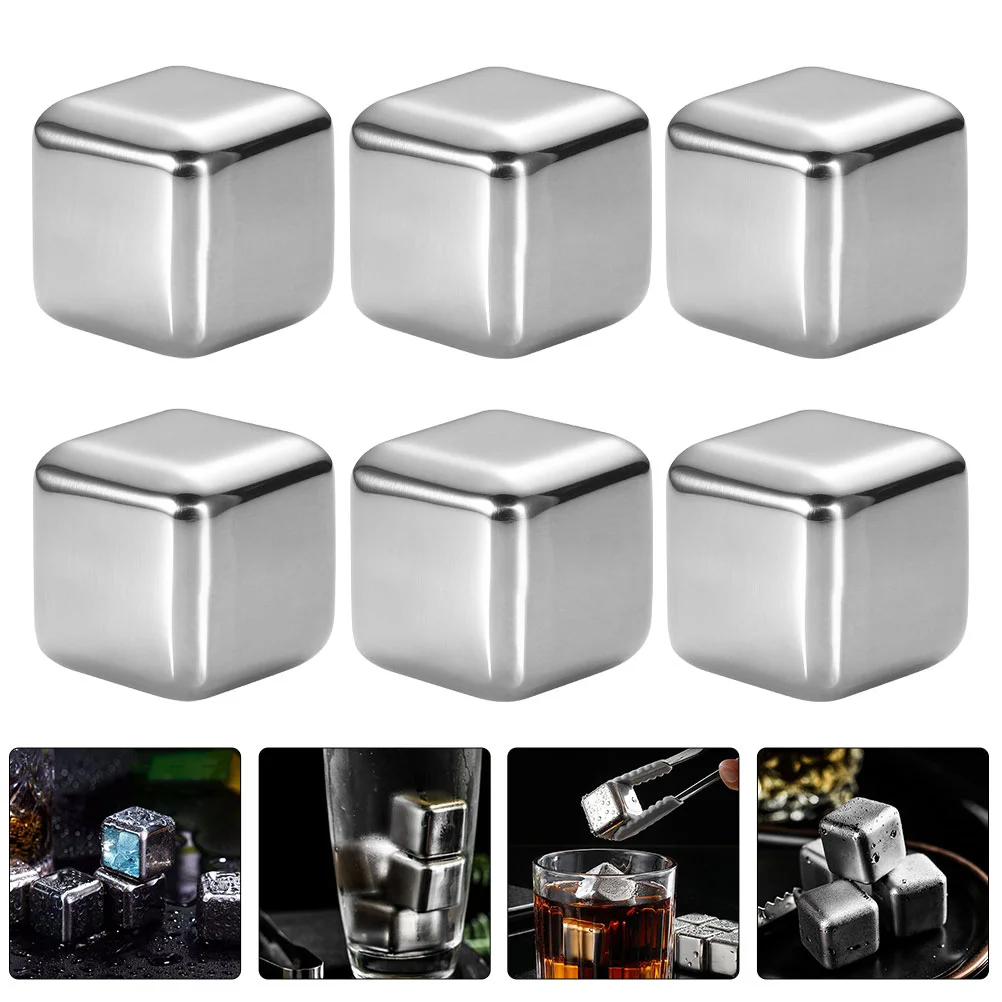 

Ice Whiskey Cubes Stones Chilling Metal Steel Drinks Stainless Rocks Cube Reusable Stone Cooler Chiller Cooling Tool Freezable