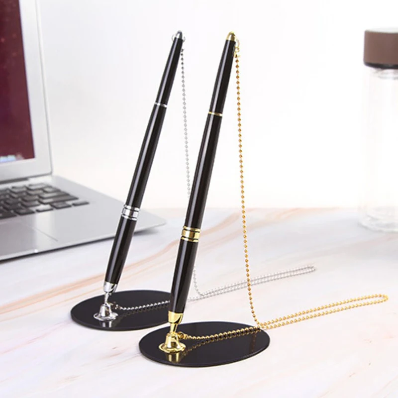 

Sticky Desk Pens with Chain Fixed Bank Counter Pen Metal Signature Pen for Office Hotel Bank Office