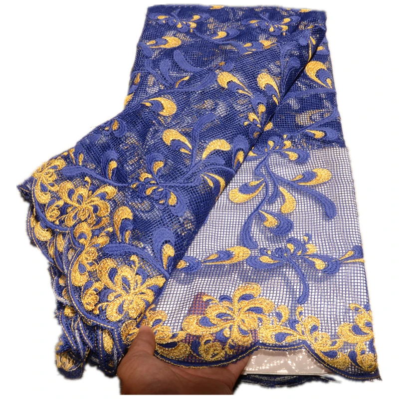 Синяя кружевная ткань 2023, африканская французская кружевная ткань, яркая ткань, материал для свадебного платья