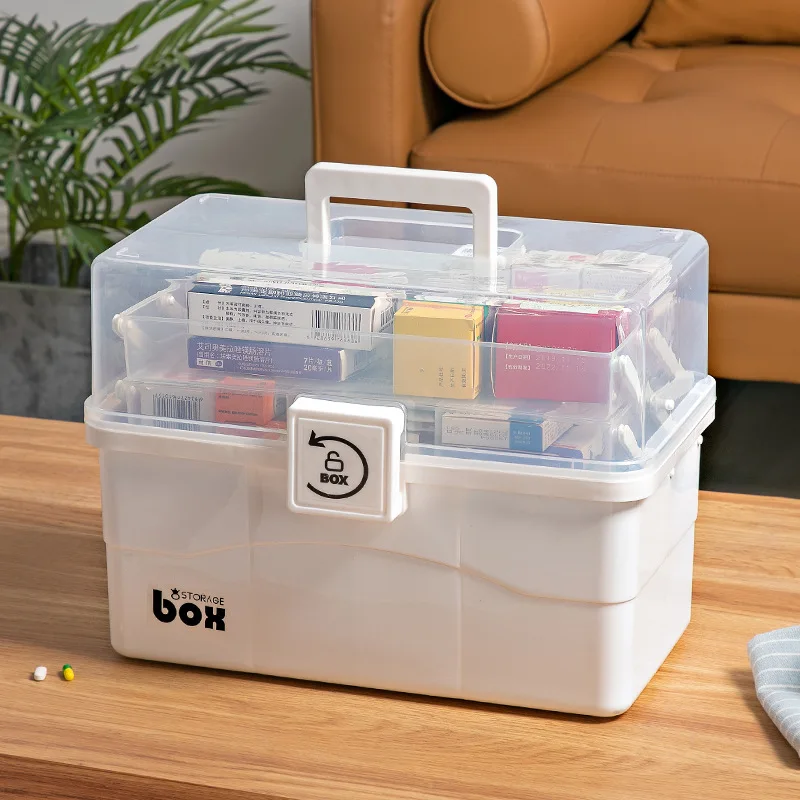 

Family Medicine Box Organizer Multi-layer Large-capacity Drug Storage Box First Aid Medicine Medical Box Household First Aid Box