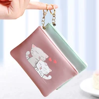 2022 cute couple cat coin bag purse women keychain coin money card holder wallet case zipper key storage pouch for kid girl gift