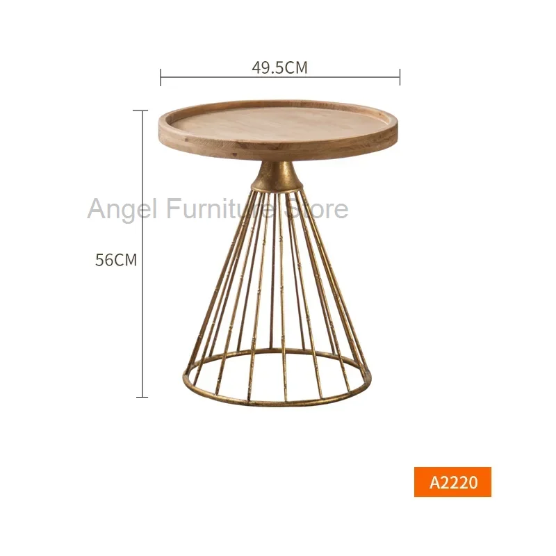 Минималистичные боковые столы из массива дерева Круглый Золотой Железный Ретро