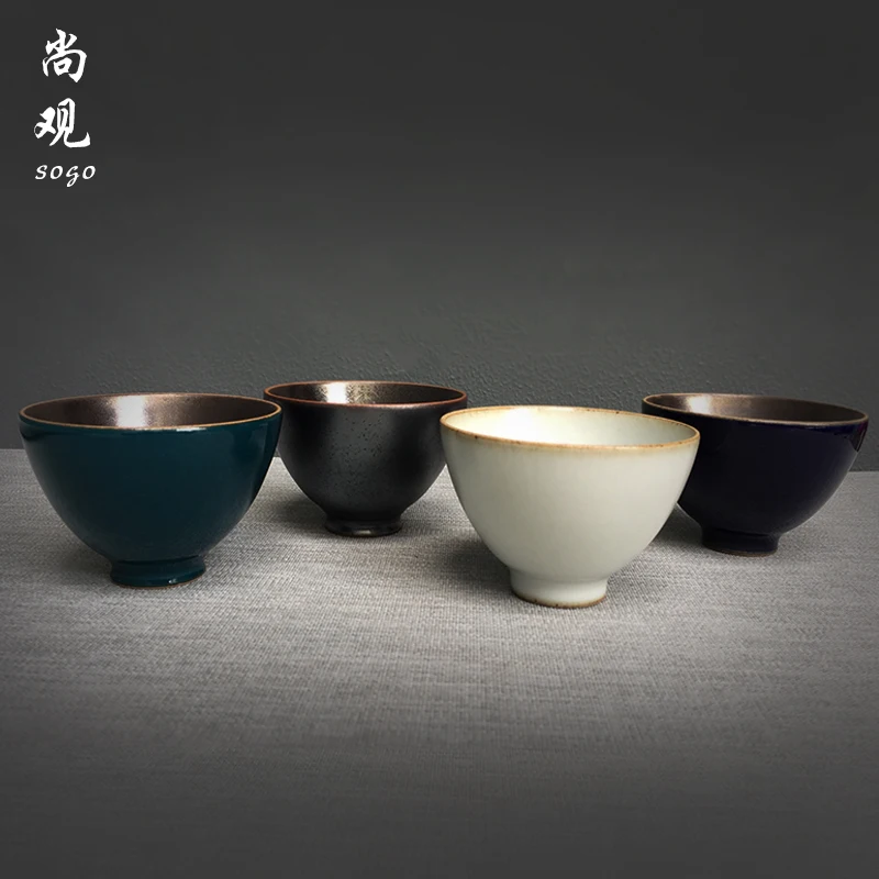 Ru Ware Handmade Metal Kung Fu Tea Cup Tea Set Jingdezhen Ceramic Japanese Tea Ceremony Tea Cup Tea Making Kung Fu Tea Cup