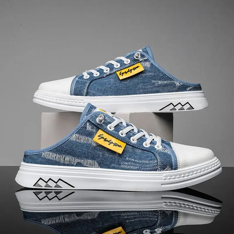 Тапки мужские резиновые повседневные сланцы холщовые модные элегантные удобные