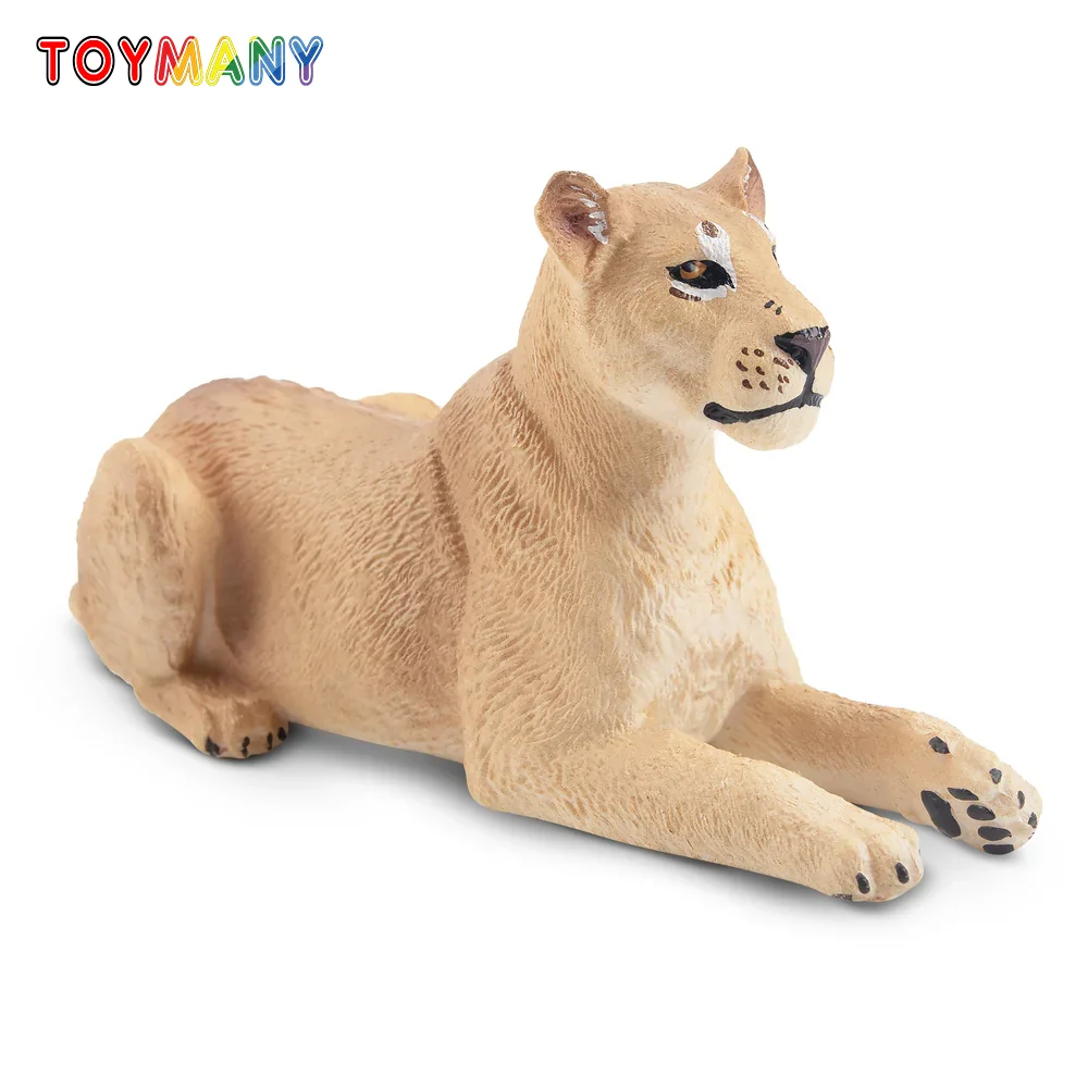 Фото Toymany моделирование лежащего льва, дикая природа, модель животного, игрушка, мини-фигурки льва, куклы, фигурки, игрушки для детей, подарок №1