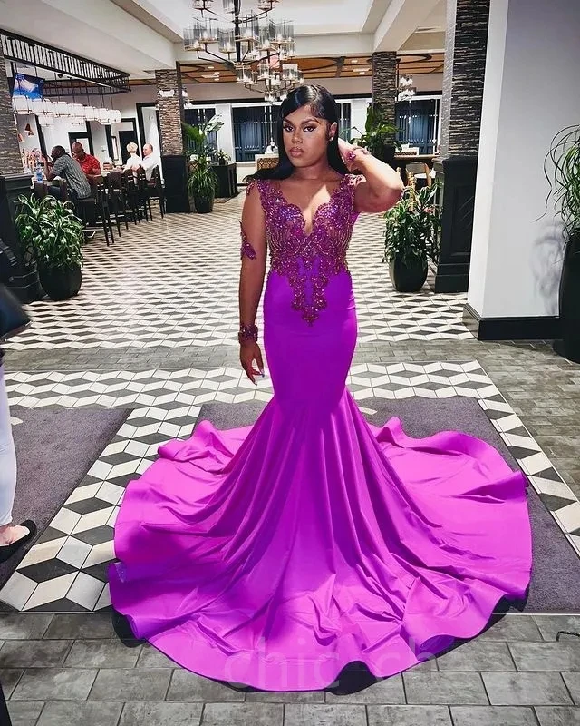 

African American Prom Dresses Mermaid Long Sleeves Appliques Beaded Black Girls Nigeria Dubai Saudi Arabia Evening Dresses Gown
