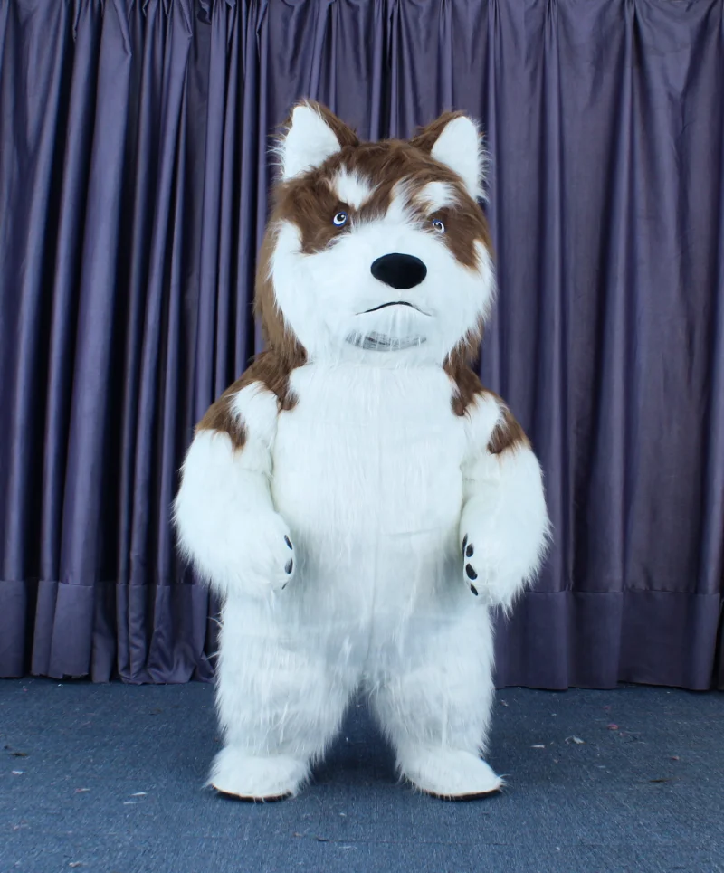 

Simbok Inflatable Costume Dog Mascot Plush Giant Furry Suit Animal Costumes For Adults Party Mascotte Brown Black Husky Suit
