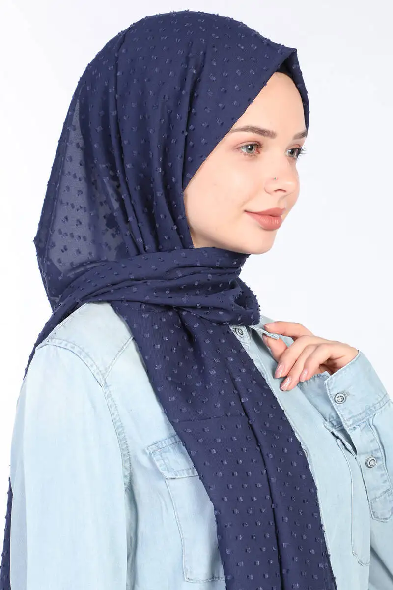 

Miray Ptpt Chiffon Shawl Navy Blue