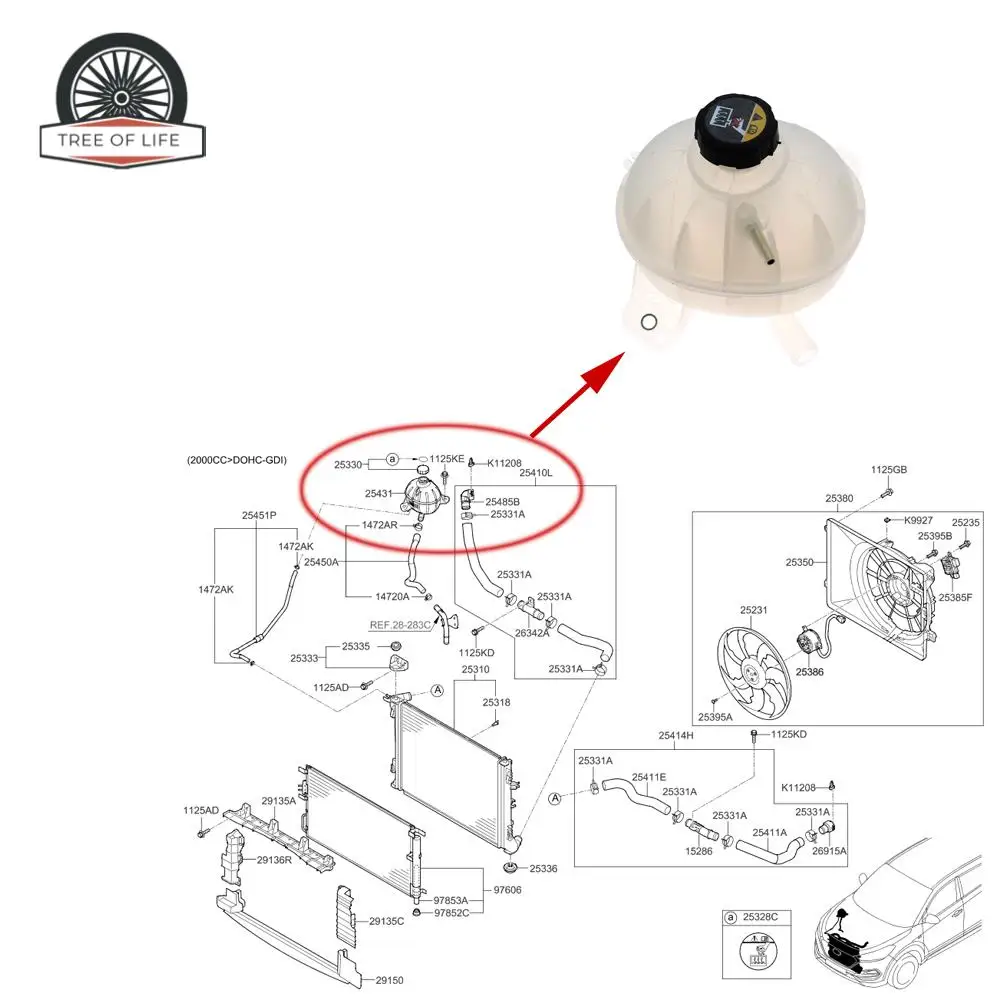 Резервуар для охлаждающей жидкости 25431D3600 25431-D3600 25431 D360 Hyundai Tucson 2016 2017 2018 2019 2020 л